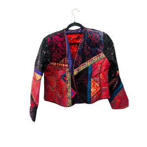 Marie Studer Designs Vintage 90s Colorful Patchwork Festival Jacket Size Medium